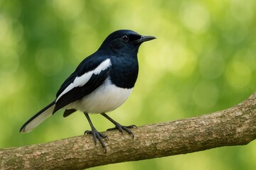 Fototapeta premium Singing bird perched high in the branches