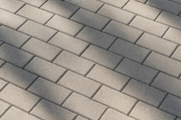 Concrete driveway with paving stones under the shade