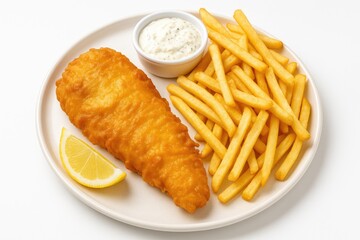 Crispy Fried Fish Served with Golden French Fries