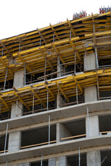 Construction of a high-rise building. Construction formwork for a casting of monolithic concrete...