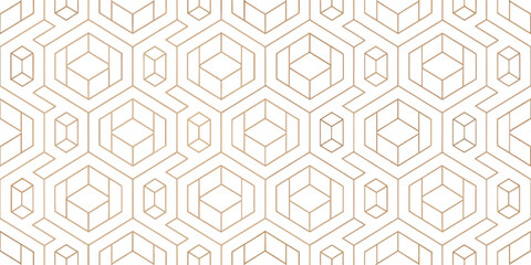 Geometric Hexagon Pattern: A sophisticated geometric pattern, repeating a series of interconnected hexagons and cubical forms. A harmonious balance of line, shape, and negative space.