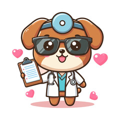 Funny cartoon scientist professor with glasses smiling vector illustration