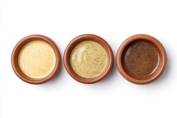 Richly hued, creamy mustard trio evokes harvest feast, evoking Oktoberfest indulgence and Bastille Day zestful celebrations
