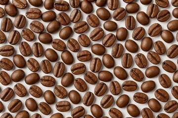 Obraz premium Beautiful coffee beans on a plain white backdrop