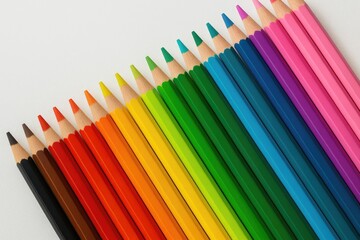 Diagonal arrangement of colored pencils within the frame