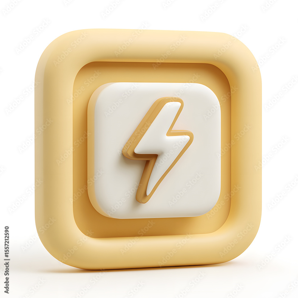 Fototapete a 3d rendered icon featuring a lightning bolt symbol within a square.