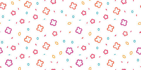 Floral Pattern: An eye-catching pattern featuring playful, stylized flowers and confetti-like dots, perfect for adding a whimsical touch to any project