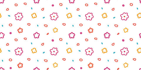 Floral Pattern: A visually striking arrangement of vibrant flowers and subtle dots create a cheerful and delightful design that embodies freshness. 