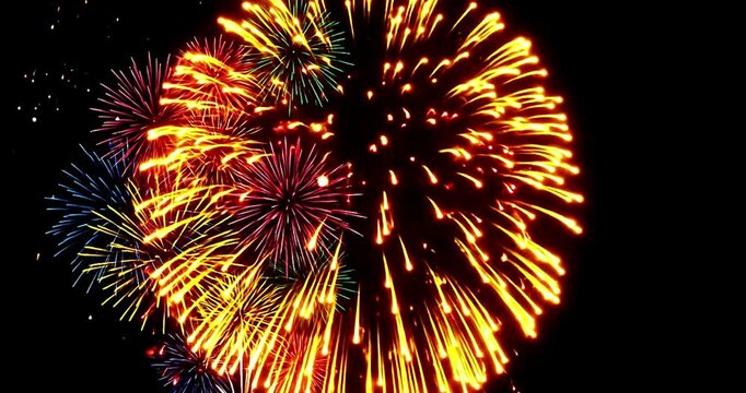 Firework explosions a computer designed as a seamless loop with a black background