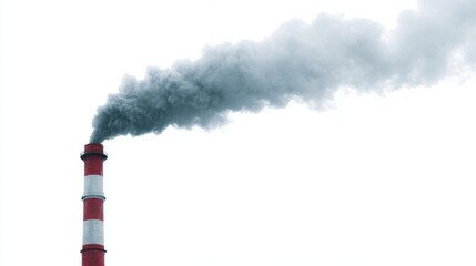 A thick plume of industrial smoke billows from a crimson-striped chimney, evoking Earth Day reflections and steampunk aesthetics