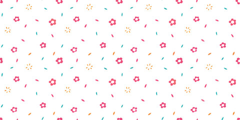 Floral Delight: A whimsical pattern of dainty pink blossoms and playful accents dance against a clean backdrop, exuding joy. 