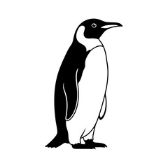 Simple Penguin Silhouette Vector Illustration Black and White Antarctic Bird Graphic