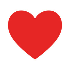 Classic Solid Red Heart Symbol Flat Design Vector Illustration - Love and Romance Graphic