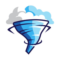 Dynamic Tornado Funnel Cloud Flat Design Vector Illustration - Natural Disaster Weather Graphic