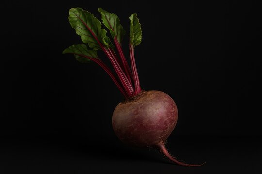 Detailed close-up of fresh chukander and beetroot against a dark backdrop