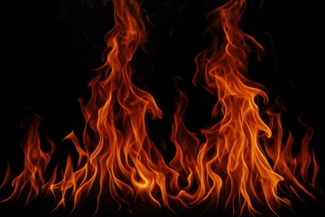Fototapeta premium Dark background with blazing fire and flames
