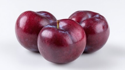 Glorious maroon plums, evoking harvest moon tales and Hanami picnics, glisten with morning dew, inviting a tart symphony