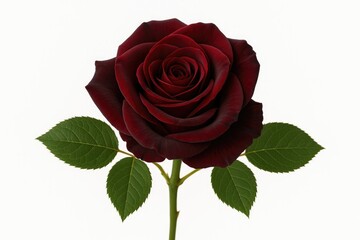 Naklejka premium Single deep crimson rose on a white background