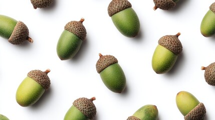 Acorns dance on ivory canvas, evoking whispers of autumnal equinox rituals and squirrelly festivities beneath ancient oak mythology