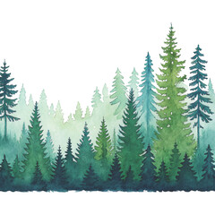 Obraz premium forest nature green tree clipart Watercolor 