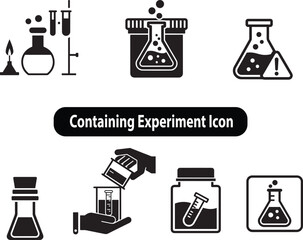 Containing experiment flat vector black and white icon chemistry and science icons 