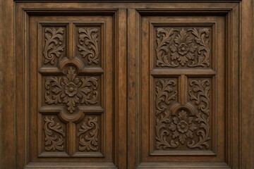 Decorative stitching pattern on vintage wooden door