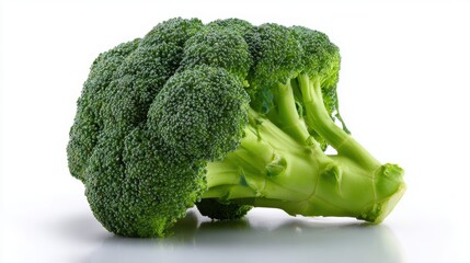 Fresh broccoli head isolated on white background