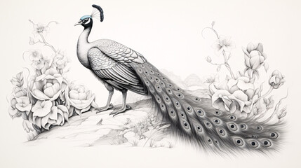 Fototapeta premium peacock in the woods