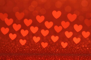 Soft red heart symbols against a shimmering pink background for a romantic celebration