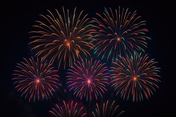 Vivid pyrotechnic show illuminating the darkness with vibrant colors