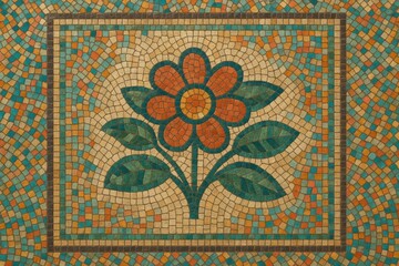 Obraz na płótnie Canvas Vibrant tiled artwork featuring a floral-themed mosaic on the ground