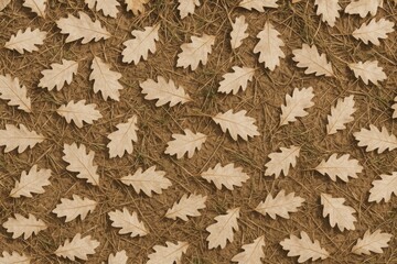 Autumnal scene with fallen leaves, grass, and earth