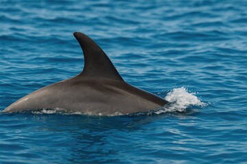 Naklejka premium Sea surface with a dolphin fin visible