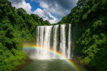 Stunning perspective of cascading waterfalls