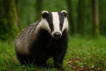 Fototapeta premium An overview of the European badger, a member of the Mustelidae family found across most of Europe and parts of Western Asia