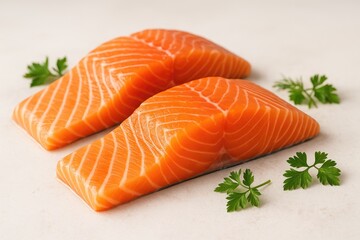Fresh salmon fillets prepared for grilling