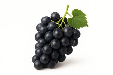 Fototapeta premium Juicy black grapes on a plain white backdrop