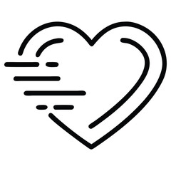 Obraz premium Heart symbol with motion lines in outline style for design