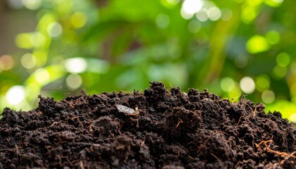 Healthy soil background. Environmentalism themed. Bio wallpaper. Lush green leaves