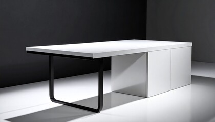empty white counter top in a luxurious minimalistic kitchen, contemporary style, modern house for sale
