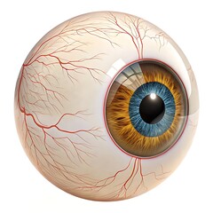 Realistic 3D Render of a Human Eye Anatomy, Iris, and Optic Nerve