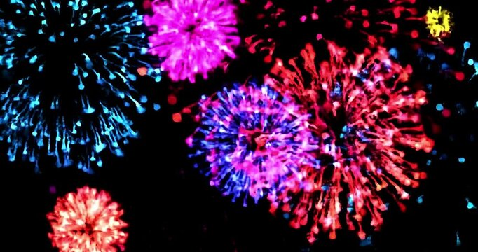 Firework explosions a computer designed as a seamless loop with a black background