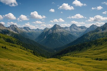 Stunning view of a mountain chain during late summer afternoon