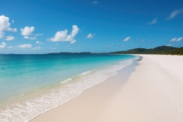 Fototapeta premium Relaxing on the pristine beaches of Whitsunday Island, a true paradise getaway