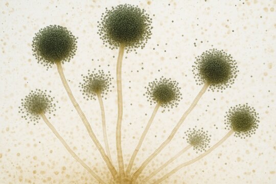 Microscopic examination of Aspergillus mold for educational purposes