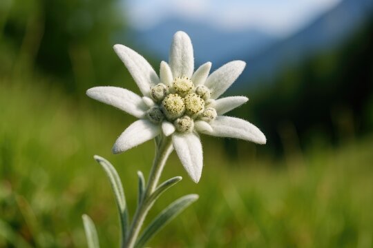 A stunning and exquisite edelweiss flower in its natural environment