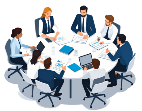Creative business people meeting on a transparent background