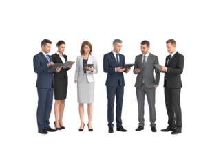 Creative business people meeting on a transparent background