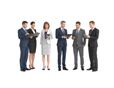 Creative business people meeting on a transparent background