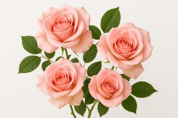 Elegant pink roses displayed against a clean white backdrop